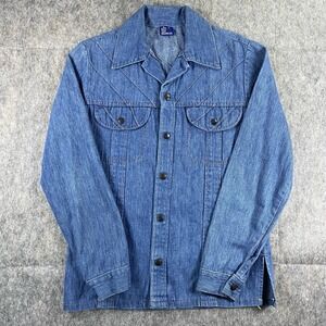 True Vintage Sears Jeans Joint Denim Jacket‎ USA Cotton Blue Western 70s Snap